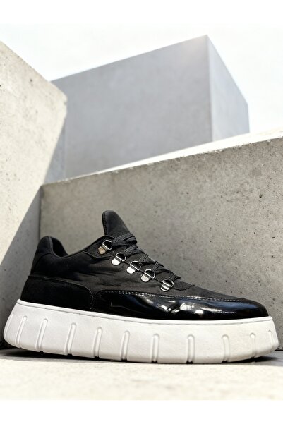 Knack Παπούτσια Casual με ψηλή σόλα 600 Μαύρο (Λευκή σόλα)