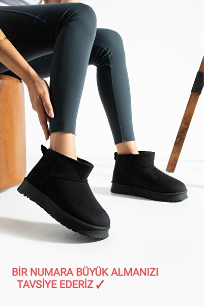 PAPUÇKA PP Kadın İnce Taban Süet İçi Kürklü Yarım Bot