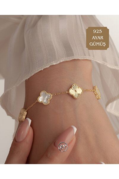 AY MÜCEVHER 925 Ayar Orijinal Gümüş Yonca Bileklik – Şık & Zarif Tasarım, Garanti Belgeli