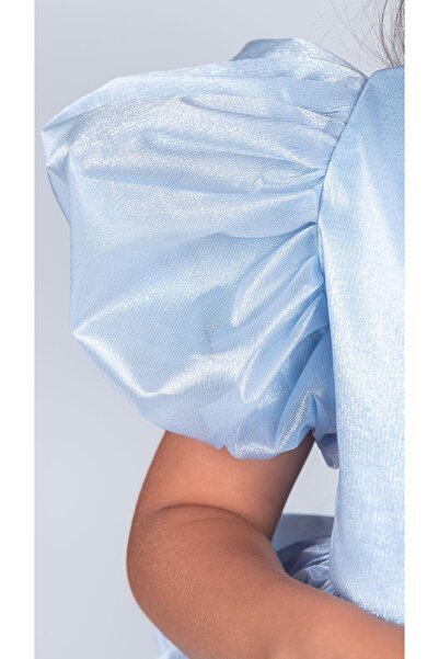 Mnk Baby&Kids Kız Çocuk Eklenebilir Kuyruk Detaylı, Taçlı Aspendos Abiye Elbise M00758 MAVİ