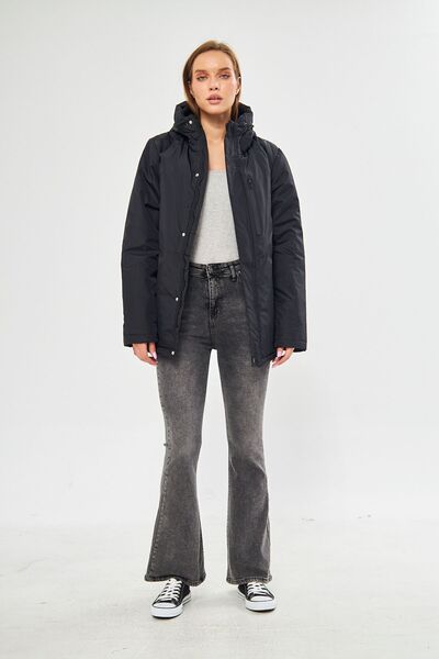 D1fference Kadın Kapüşonlu Rüzgar Geçirmez Kapüşonlu Kışlık Mont & Kaban & Parka