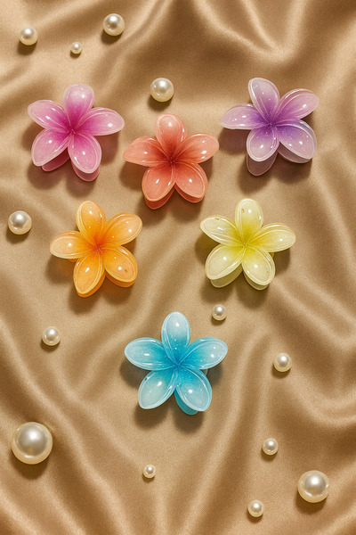 invictus design Kadın Büyük Boy 6'lı Karışık Renkli Lotus Mandal Toka