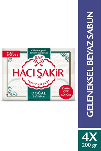 Hacı Şakir Doğal Saf Geleneksel Beyaz Sabun 4x200 gr