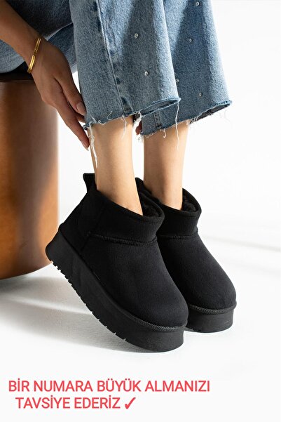 PAPUÇKA PP حذاء نسائي من الجلد السويدي بنعل سميك وفرو داخلي