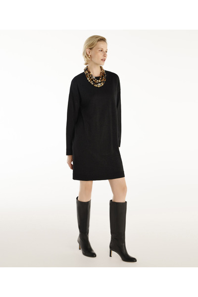 Yargıcı Bisiklet Yaka Diz Üstü Triko Elbise