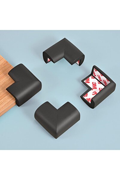 Miningaa 8 Pieces 3m Brand Tape Gifted Rubber Table Coffee Table Corner Protector Black (HOME OFFICE WORKSHOP) Baby Kids