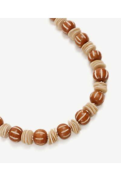 Yargıcı Kemik Ve Kabuk Boncuklu Kolye