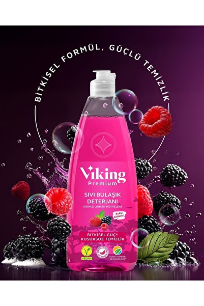 Viking Premium Orman Meyvesi Kokulu Bulaşık Deterjanı X8 Adet + Magic Sünger