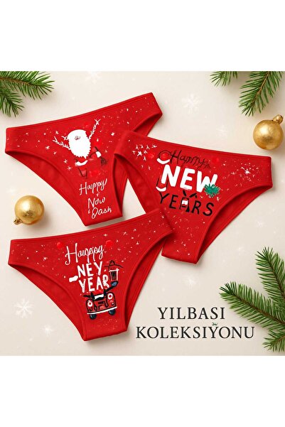 Nuvella YENİ YIL NOEL BABA TEMALI BASKILI KADIN KÜLOT 38-40 tekli
