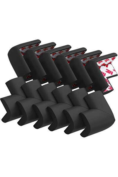 Miningaa 8 Pieces 3m Brand Tape Gifted Rubber Table Coffee Table Corner Protector Black (HOME OFFICE WORKSHOP) Baby Kids