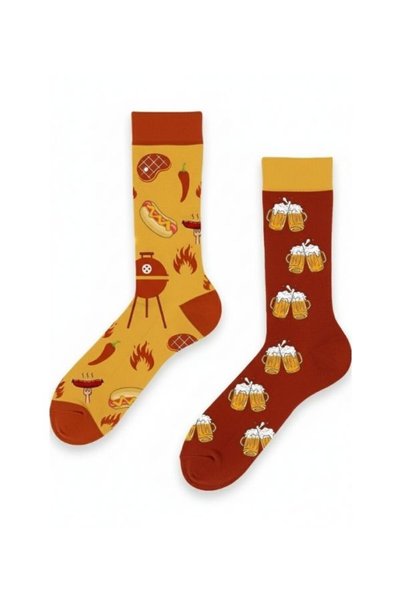 AKSU ÇORAP Left and Right Grill Beer Patterned Socket Socks