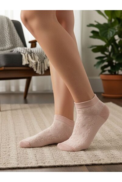 AKSU ÇORAP Embossed Ivy Motif Bamboo Women's Booties Socks