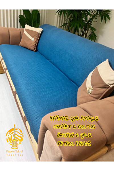 Tekstilsa Koltuk Örtüsü Yeni Moda PETROL Lacivert Rengi 1adet 210*170 Cm Kaydırmaz Ve Kırışmaz Tasarım