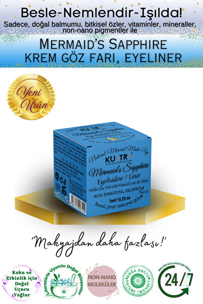 KUATRA Mermaid’s Sapphire Krem Far, Eyeliner Doğal İçerikli,