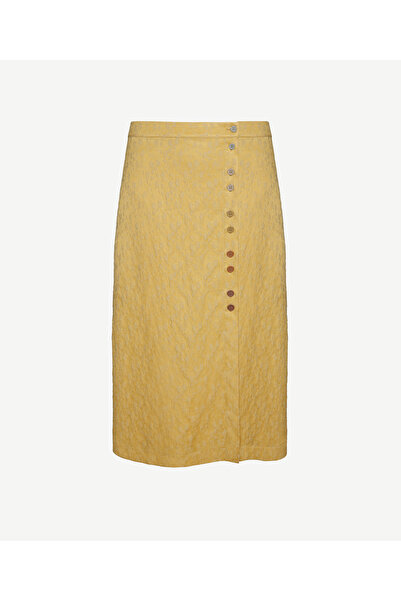 Yargıcı Düz Kesim Yırtmaç Detaylı Midi Etek