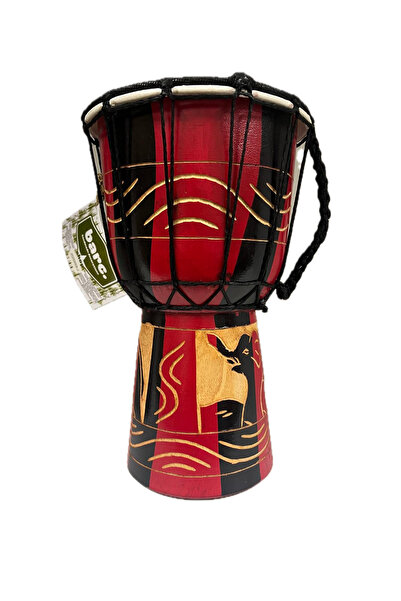 BARC AHŞAP DJEMBE OTANTİK ÇALGI 25CM DARBUKA DAVUL BONGO KONGO MAHONI AGACI KEÇİ DERİSİ
