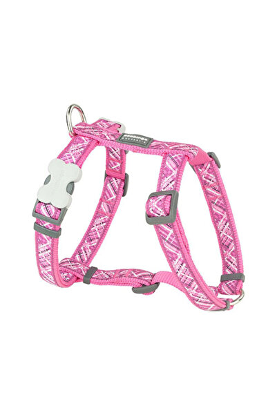 RedDingo Flanno Desenli Pembe Köpek Göğüs Tasması Small 15 Mm