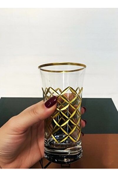 DECOSTYLE Mat gold POLO dekorlu Meşrubat ve su bardağı 6 adet