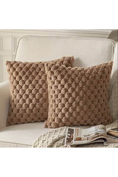 DECORA CASA HOME COLLECTİON 1 τεμ. Σούπερ μαλακό διακοσμητικό κάλυμμα μαξιλαριού ριχτάρι Rabbit Hair βελούδινο τετράγωνο 45x45