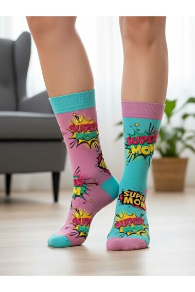 AKSU ÇORAP جوارب منقوشة من Super Mom على اليمين واليسار