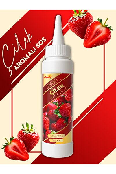 M. Nejat Güllü GÜLLÜOĞLU Çilek Aromalı Sos - Waffle & Krep & Pankek & Tatlı & Dondurma & Kruvasan Sos - 300 gr / 225 ml