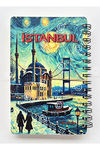 Mia Pera Glitter Notebook Istanbul A5 New Year Unlined Spiral 14X21 cm Ortaköy
