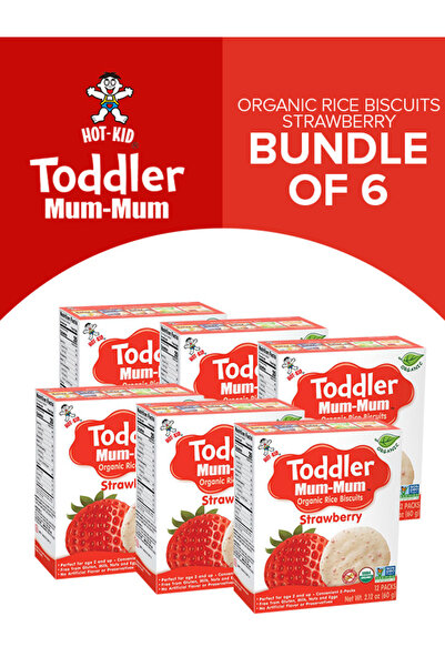Hot- Kid هوت كيد، أمهات الأطفال الصغار، بسكويت الأرز العضوي، 18+ شهرًا، فراولة، 2 بسكويت لكل منهما