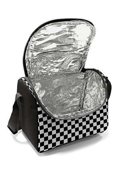 Coral High Kids Black and White Checkerboard Patterned Thermo Lunchbox 22777