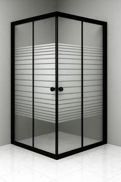 Durul Duşakabin 70x110 Dikdörtgen Siyah Çizgili Cam