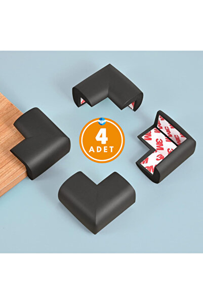 Miningaa 3m Brand Tape Gift, Rubber Table Coffee Table TV Unit Edge Corner Protector Black Color (SET OF 4)