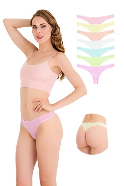 Newlilla 10051-7 Pamuklu Tanga String 7'li Kadın Külot 10051-7-V3