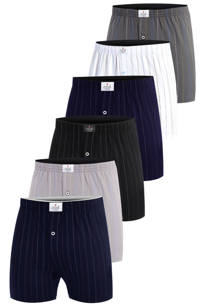 Öts Erkek Boxer Çizgili, Düğmeli (%100 Pamuk)