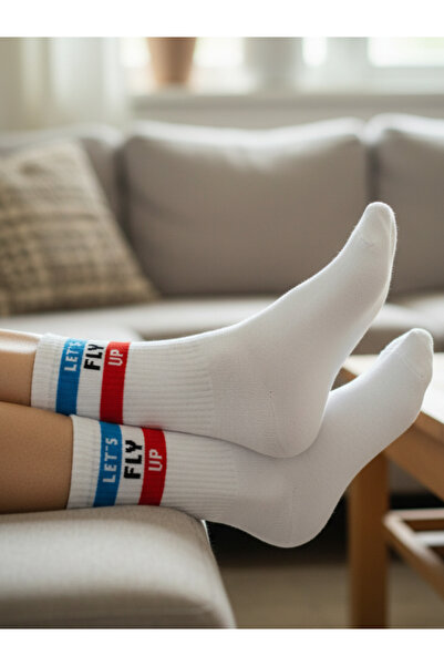 AKSU ÇORAP جوارب تنس مكتوب عليها Let's Fly Up