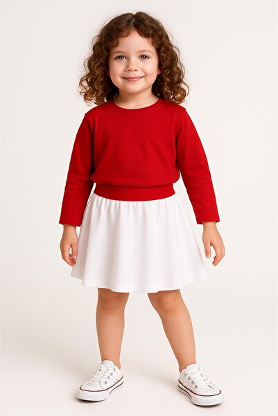 Zeyland Kız Çocuk Beyaz Beli Lastikli Etek (4-12yaş)