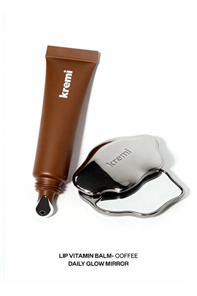 Kremi Metal Aplikatör Lip Balm Gloss Parlatıcı, Mini Cep Aynası Set