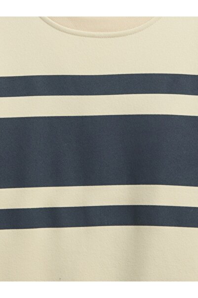 GAP Erkek Çocuk Krem Vintage Soft Çizgili Sweatshirt