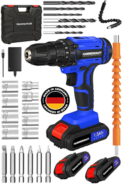 HAMMERKRAFT prox21 ALMAN technology çift şanzuman çift akülü matkap şarjlı ma...