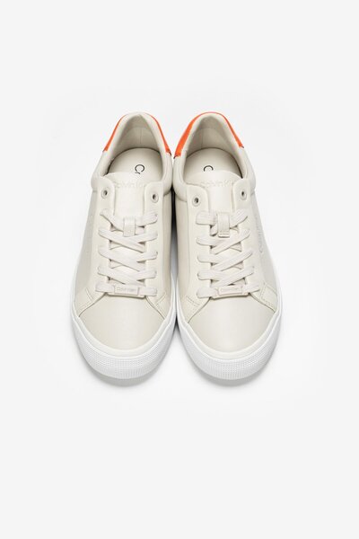 Calvin Klein Kadın Marka Logolu Bağcıklı Kaydırmaz Tabanlı Günlük Bej Sneaker HW0HW01865-ACG
