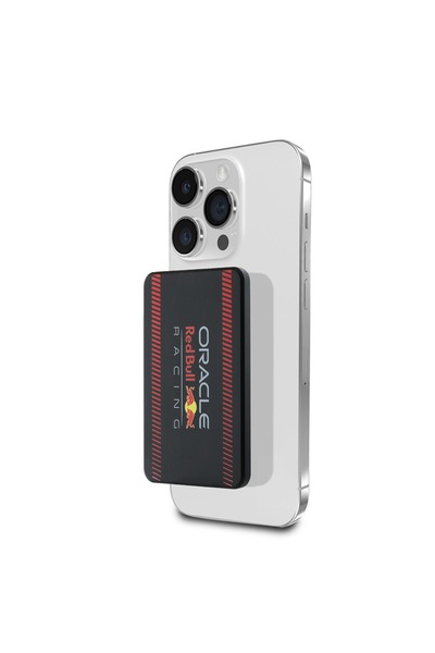 Red Bull Redbull Lisanslı M-safe Özellikli Powerbank Dijital LED Göstergeli Kırmızı Şeritli 5000mAh 15W Siyah