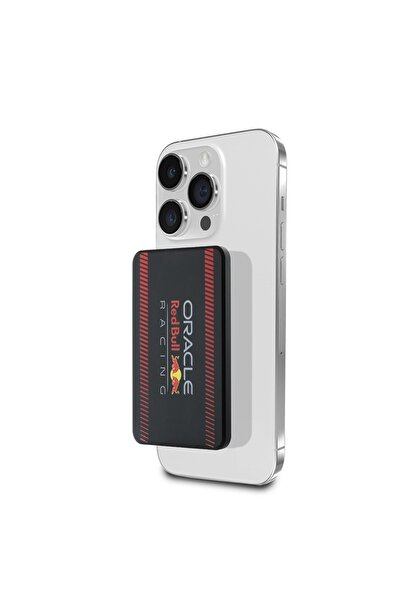 Red Bull Redbull Lisanslı M-safe Özellikli Powerbank Dijital LED Göstergeli Kırmızı Şeritli 5000mAh 15W Siyah