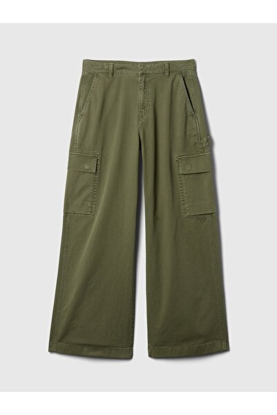 GAP Kadın Haki Low Rise Baggy Kargo Khaki Pantolon