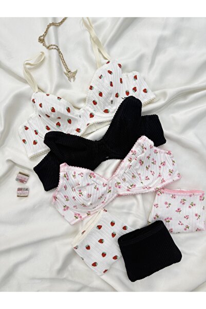 İNKO İÇ GİYİM Set de 3 sutien colorat din bumbac cu modele cu sârmă