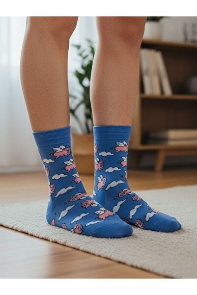 AKSU ÇORAP جوارب بمقبس بتصميم الخنزير الأرجواني