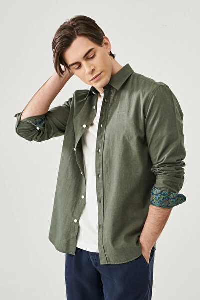 WRANGLER Regular Fit Uzun Kollu Haki Erkek Gömlek W221085801