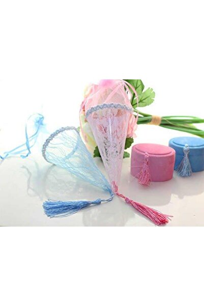 Bursa Pazarı DANTELLİ PÜSKÜLLÜ KÜLAH MAVİ 12 ADET