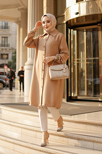 Neva Style Buttoned Camel Hijab Tunic 70881C