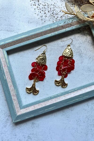 Meva Takı ve Aksesuar Sequin Detailed Fish Earrings I Mev'Art Collection