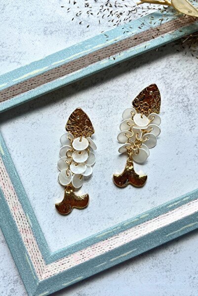 Meva Takı ve Aksesuar Sequin Detailed Fish Earrings I Mev'Art Collection