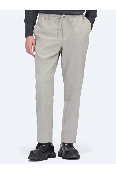 Kip Beige Striped Woven Jogging Fit Casual Pants