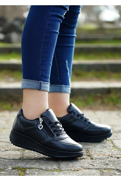 Rimex Kadın Siyah Fermuarlı Spor Ayakkabı